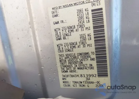 2023 Nissan Rogue Sv Fwd from USA, damaged, VIN 5N1BT3BA5PC813992